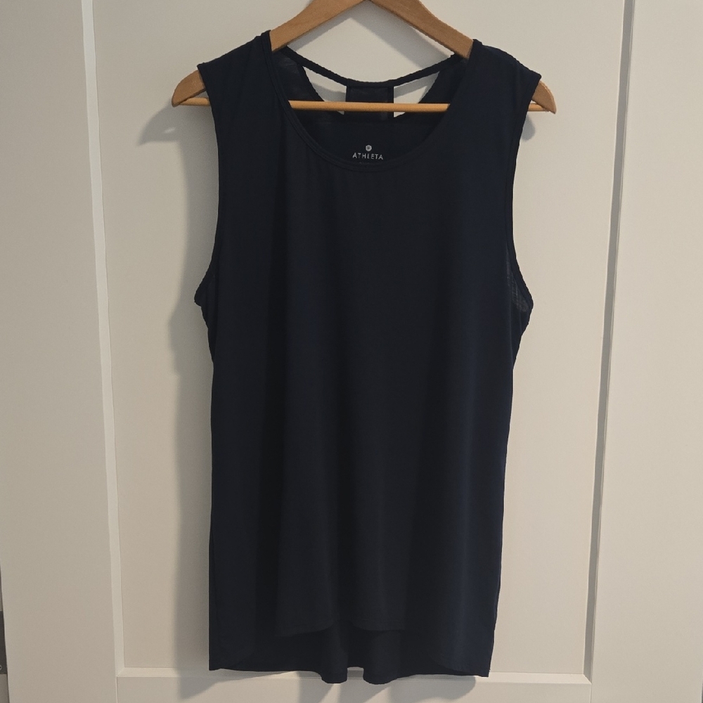 Athleta Navy Blue Relaxed Racer Back Tank Top - Large